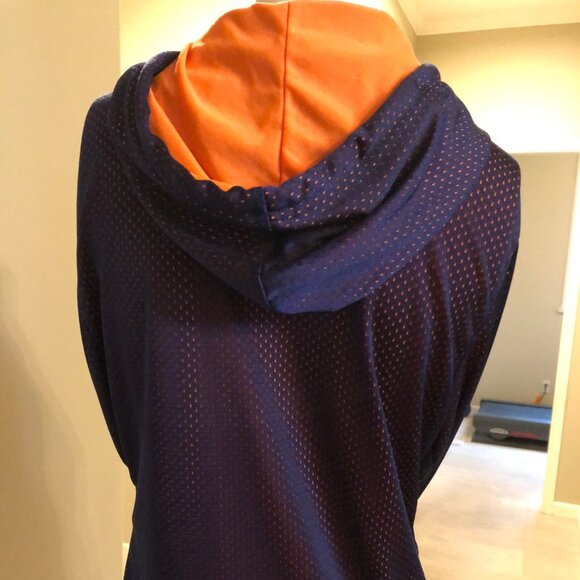 Puma Activewear Full Zip Hooded Jacket w Drawstring Navy Purple Orange Sz S - Picture 3 of 6